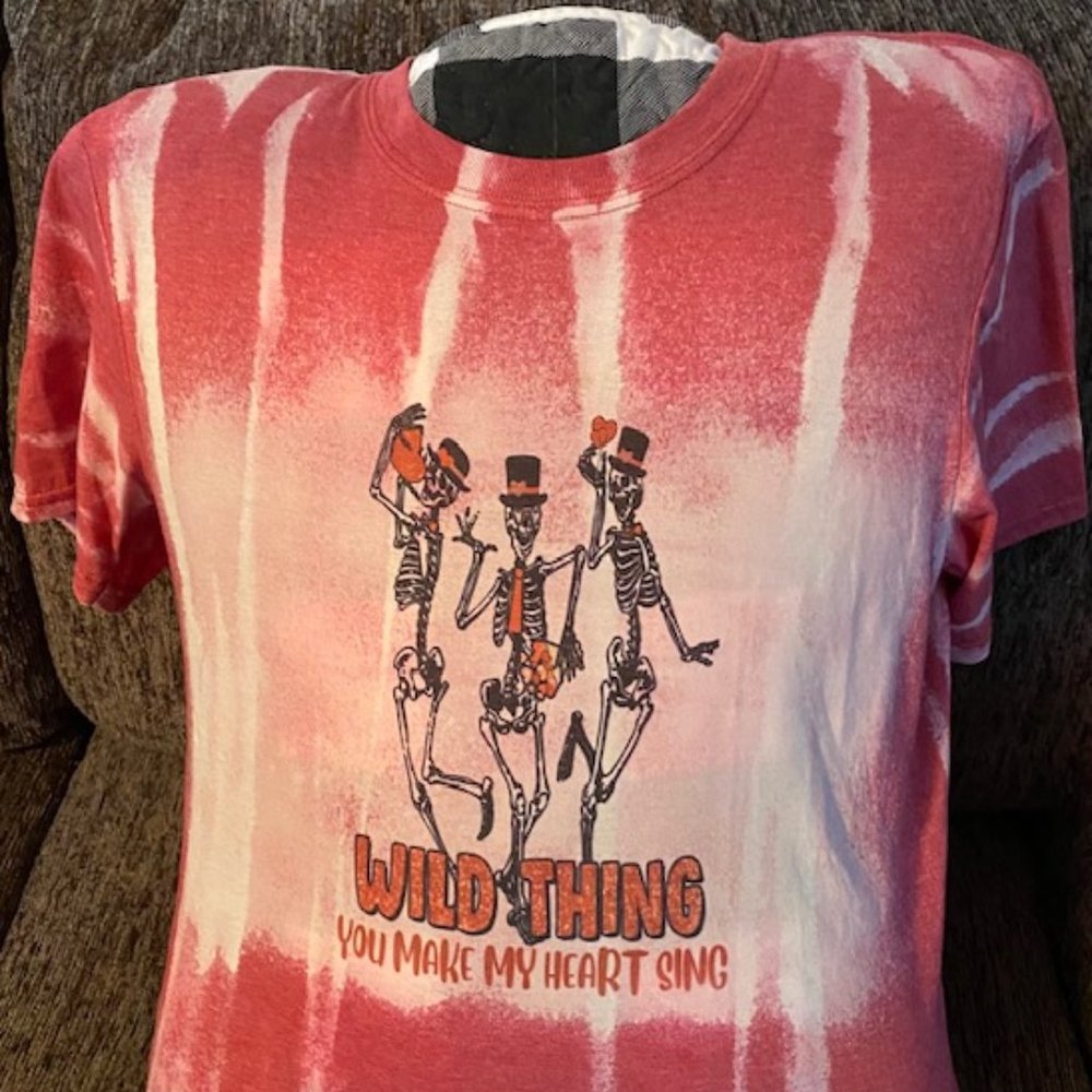 NWOT Handcrafter Bleached Tee "Wild Thing You Make My Heart Sing"